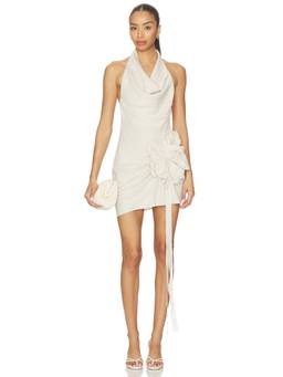 Mother of All - Patsy Women's Halter Neck Ruched Mini Dress Cream