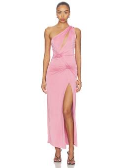 Mother of All - Ripple Women's One-Shoulder Cutout Maxi Dress Pink