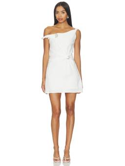Mother of All - Ripple Women's One-Shoulder Side Knot Mini Dress White