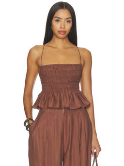 Mother of All - Taylor Women's Halter Neck Shirred Crop Top Brown