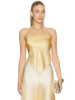 Mariandree Gaitan - Women's Satin Strapless Tie-Up Top Yellow