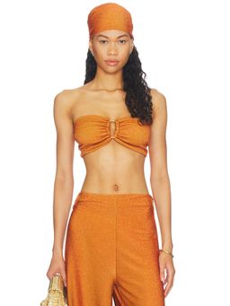 Mariandree Gaitan - Alex Women's Metallic Thread Bandeau Bikini Top Orange