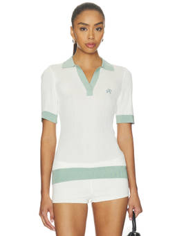 Malbon - Melany Women's Ribbed Knit Polo Top Cream