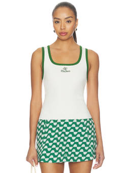 Malbon - Women's Embroidered Logo Sleeveless Tank Top Whisper White