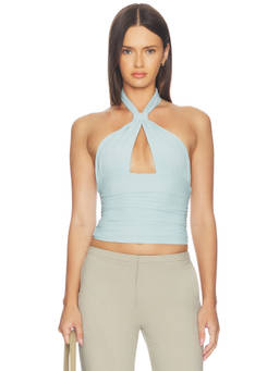 Mimchik - Piper Women's Knotted Halter Neck Sleeveless Top Blue
