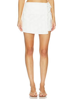 MINKPINK - Anisa Women's Embroidered Side Tie Mini Skort White