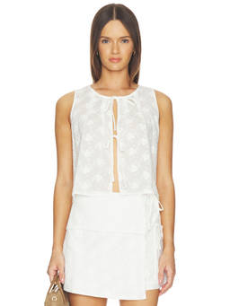 MINKPINK - Anisa Women's Embroidered Tie-Up Sleeveless Top White