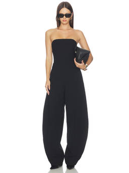 MISHA - Barrel Women's Strapless Boned Bodice Wide-Leg Jumpsuit Black