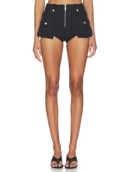 Markgong - Cargo Fringe Women's High-Waist 6-Pocket Cargo Shorts Black