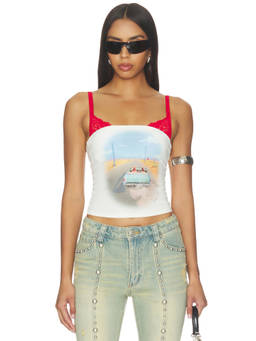Markgong - Loveride Women's Retro Graphic Strapless Tube Top White