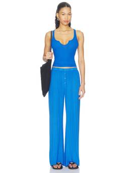 Michael Lauren - Laguna Women's Wide-Leg Snap-Front Palazzo Pants Blue
