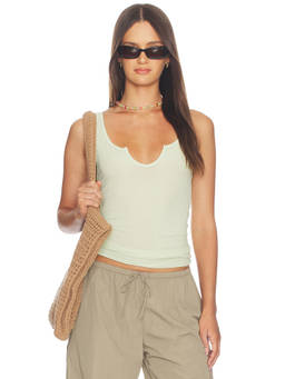 Michael Lauren - x REVOLVE Women's Ribbed Sleeveless Notch Neck Tank Top Green