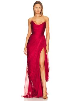 Maria Lucia Hohan - Jolie Women's Corset Bodice Strapless Gown Red