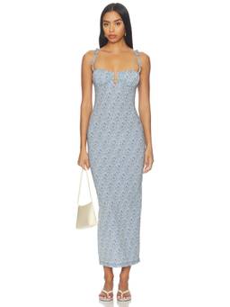 Montce - Petal Long Women's Floral Underwire Slip Midi Dress Blue