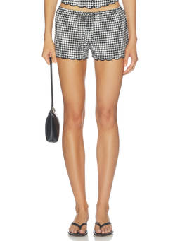 Montce - Scalloped Women's Low-Waist Drawstring Shorts Black