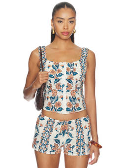 Montce - Millie Women's Floral Print Sleeveless Button Front Tank Top White