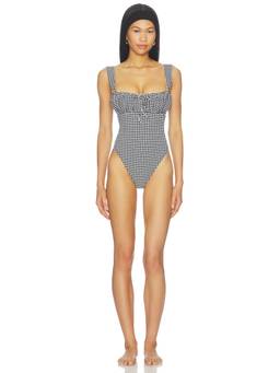 Montce - Victoria Women's Padded Seersucker One Piece Swimsuit Black
