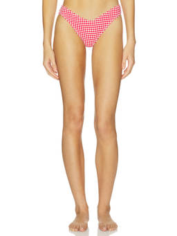 Montce - Lulu Women's Micro Gingham V-Front Bikini Bottom Red
