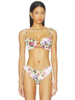 Montce - Tori Ties Women's Floral Tie-Up Bandeau Bikini Top Pink