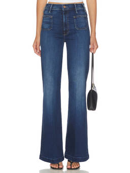 MOTHER - Lil Petite Women's High-Waist Stretch Flared Jeans Blue