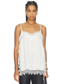 MOTHER - The Sweettalker Women's Lace Trim Satin Cami White