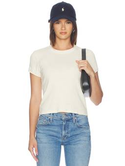 MOTHER - Women's Recycled Cotton Tapered Waist Crew Neck T-Shirt Off White