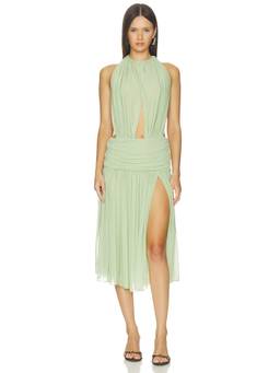 Mirror Palais - La Piscine Women's Halter Neck Open Back Midi Dress Green