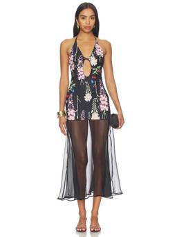 Mirae - Vanessa Women's Halter Neck Cut-Out Maxi Dress Black