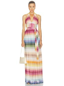 Missoni - Long Women's Halter Neck Wrap Maxi Dress Multi-Color