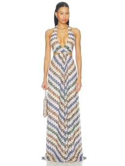 Missoni - Multi Light Women's Halter Neck Cut-Out Maxi Dress Multi-Color