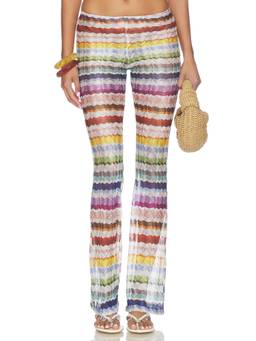 Missoni - Sheer Mesh Women's Mid-Waist Pull-On Flared Trousers Multi-Color