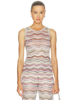 Missoni - Metallic Knit Women's Sleeveless Crew Neck Top Multi-Color