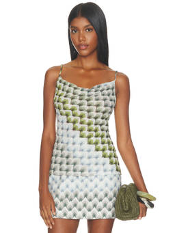 Missoni - Metallic Knit Women's Sheer Cowl Neck Camisole Top Green