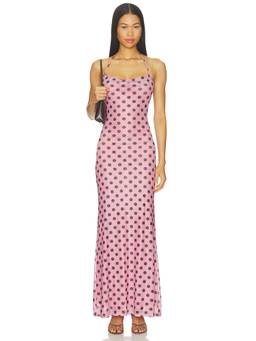 MADISON THE LABEL - Polina Women's Halter Neck Polka Dot Maxi Dress Pink