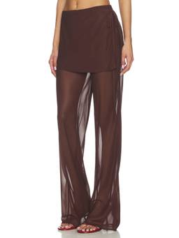 MADISON THE LABEL - Sara Women's Pull-On Wide-Leg Palazzo Pants Chocolate