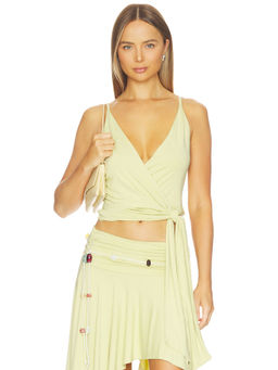 MADISON THE LABEL - Kara Women's Wrap Tie-Up Crop Top Citrus