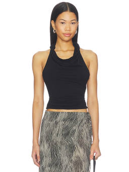 MADISON THE LABEL - Clemence Women's Ruched Halter Neck Crop Top Black