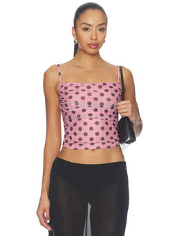 MADISON THE LABEL - Polina Women's Polka Dot Ruched Crop Top Pink