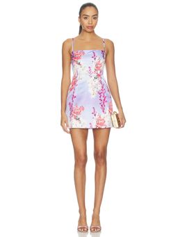 Muma World - Fujiiro Stellio Women's Floral Satin Mini Dress Multi-Color