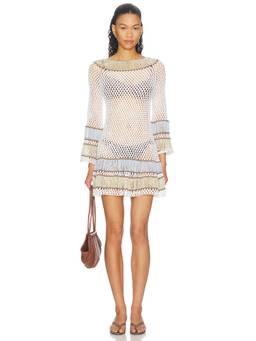 My Beachy Side - Olea Women's Sheer Crochet Knit Mini Dress Ivory