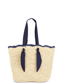 Nikki Beach - Capri Raffia Tote Bag Natural & Navy
