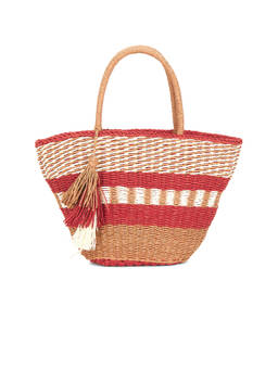 Nikki Beach - Mallorca Raffia Tote Bag Red