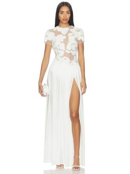 Nadine Merabi - Sloane Women's Embellished Mesh Maxi Dress White
