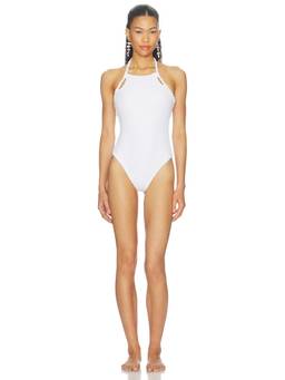 Nau Bikinis - Rope Solid Women's Halter Neck One-Piece Swimsuit White
