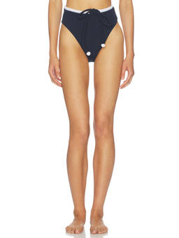 Nau Bikinis - Ipa Women's High Waist Tie-Up Bikini Bottom Navy Blue