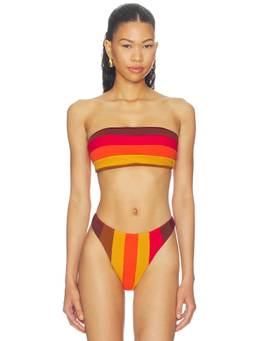 Nau Bikinis - Golden Hour Women's Strapless Back Tie Bandeau Bikini Top Brown