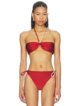 Nau Bikinis - Rio Classic Women's Unpadded Halter Neck Bikini Top Terra & White