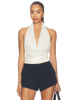 Nakedvice - Emma Women's Halter Neck Tie-Up Back Top Vanilla