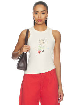 Never Fully Dressed - Celestial Women's Ribbed Sleeveless Tank Top Cream