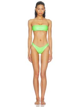 naranja furcado - Latex Splash Women's Padded Bandeau Bikini Set Lime